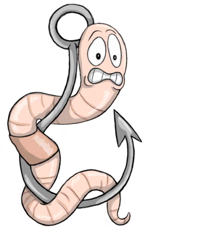 28 Collection Of Fishing Hook Worm Clipart - Worm On A Hook Clipart - Png Download (694x778), Png Download