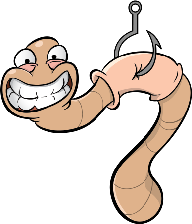 Cartoon Warm On Fishing Hook - Cartoon Clipart (600x600), Png Download
