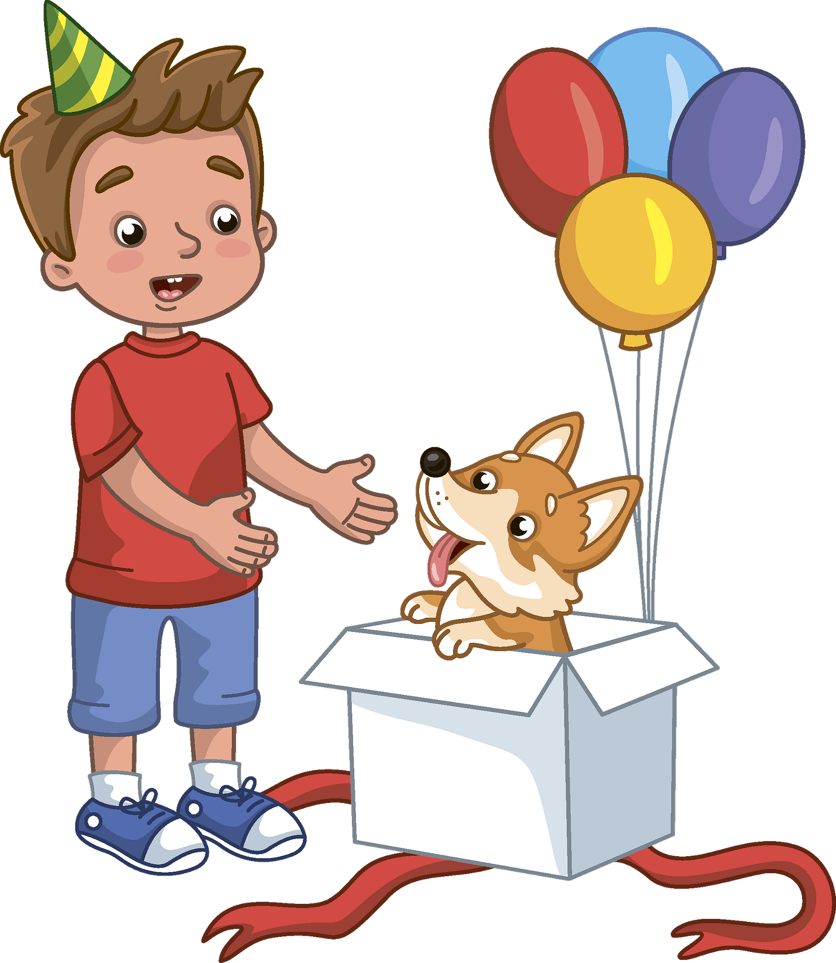 Birthday Boy And His New Dog Clipart - Cartoon - Png Download (695x800), Png Download