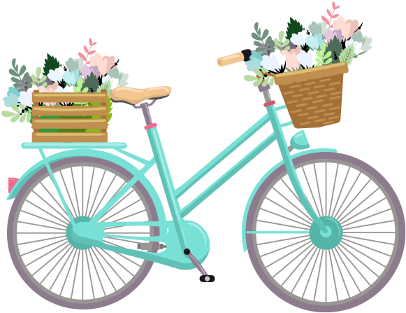 Flowers Bicycle Basket Png Clipart (640x480), Png Download