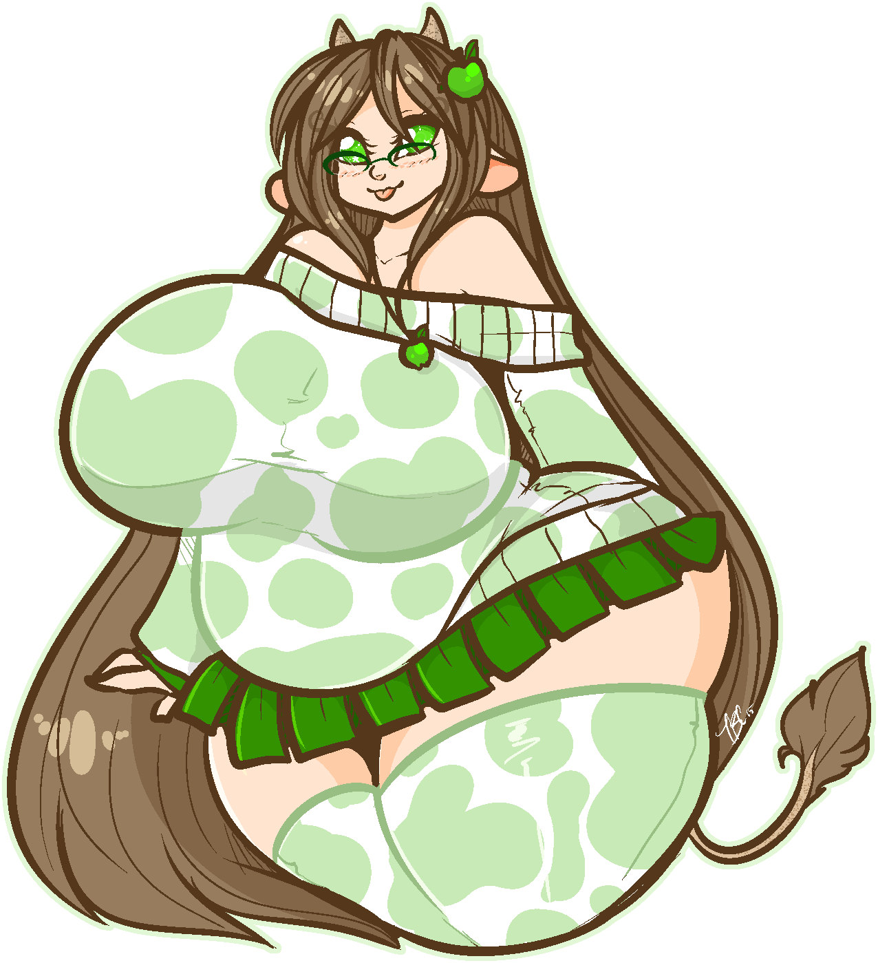 Apple Moo - Cartoon Clipart (1276x1399), Png Download