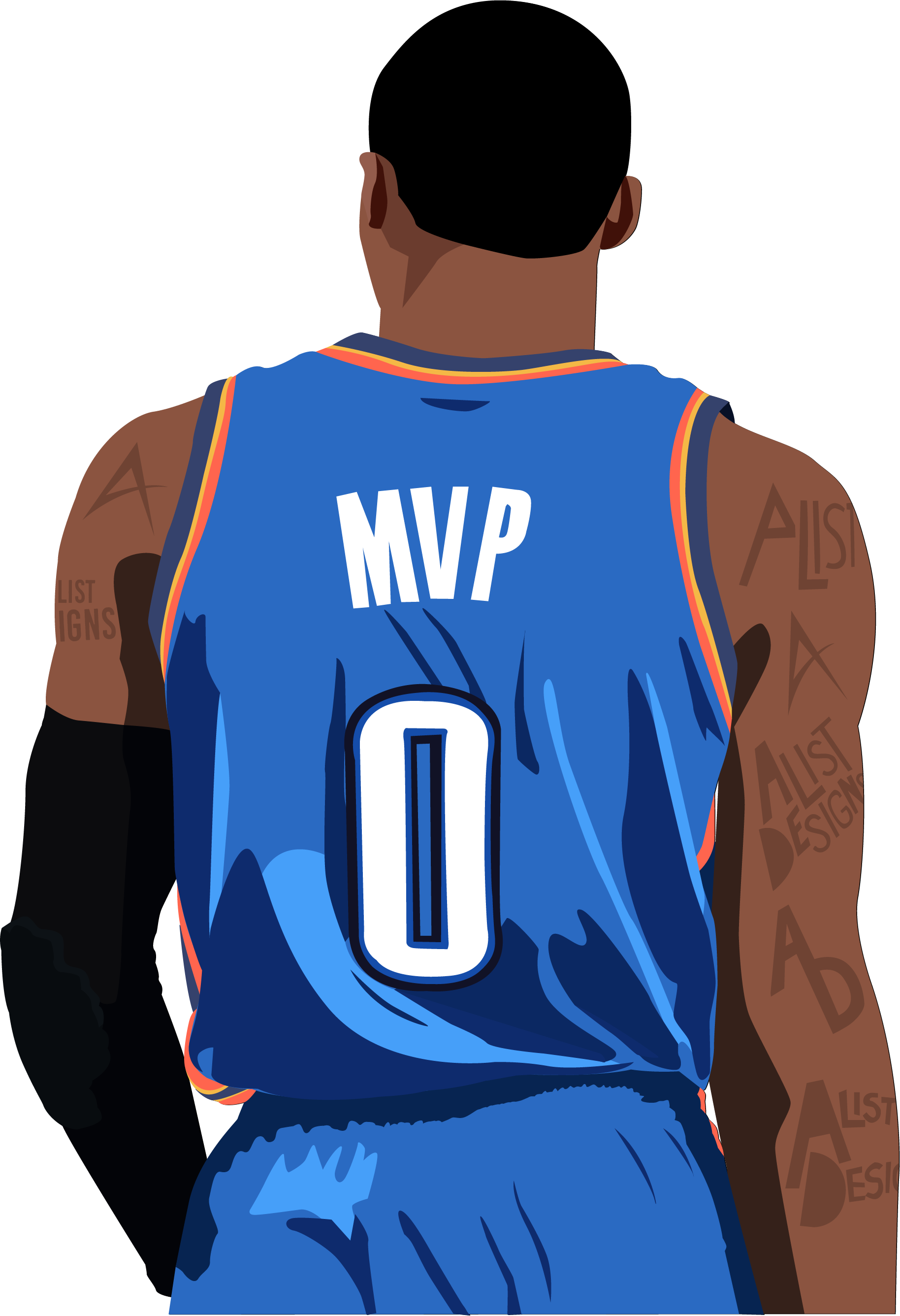 Russell Westbrook Mvp Illustration Clip Art Free Stock - Transparent Russell Westbrook Clipart Png (1828x2672), Png Download