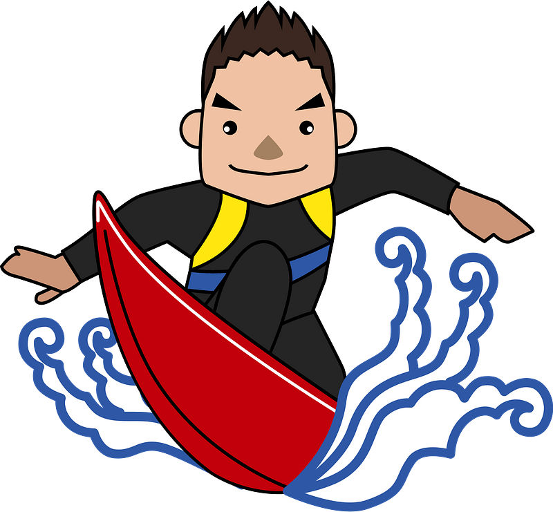 Surfer Surfing Man Clipart - Cartoon - Png Download (800x741), Png Download