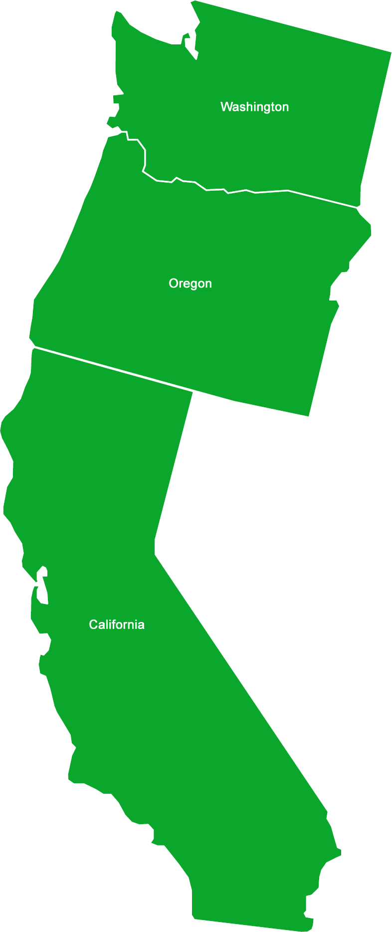 California Washington Oregon Idaho Jefferson - West Coast States Outline Clipart (786x1867), Png Download