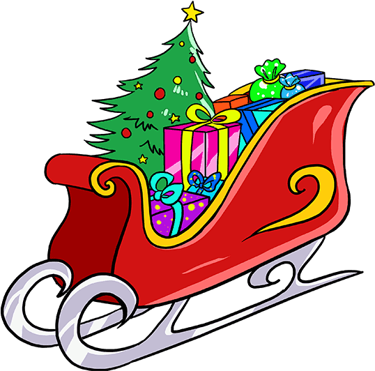 How To Draw Santa"s Sleigh - Step How To Draw Santas Sleigh Clipart (680x678), Png Download