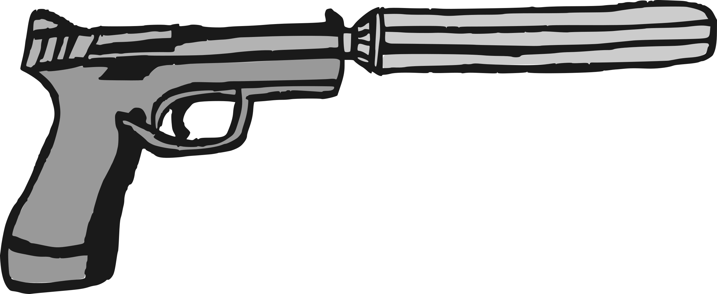Free Download Transparent Pistol- - Comic Gun Png Clipart (2500x1026), Png Download