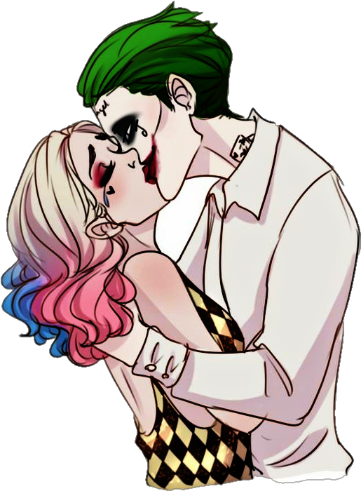 #harleyquinn #harley #comics #movie #joker #daddybrad80 - Joker Kiss Harley Quinn Draw Clipart (736x777), Png Download