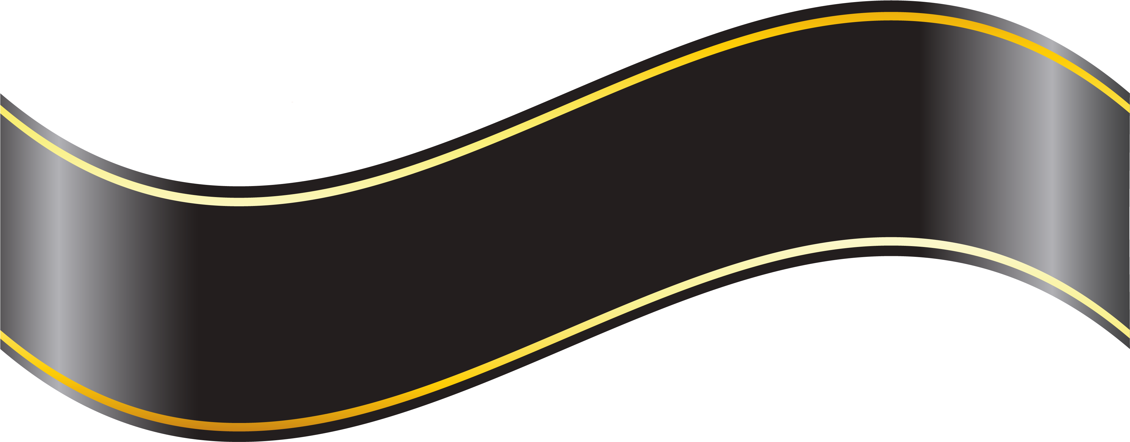 Black Banner Transparent & Png Clipart Free Download - Black Gold Ribbon Vector Png (3806x1631), Png Download