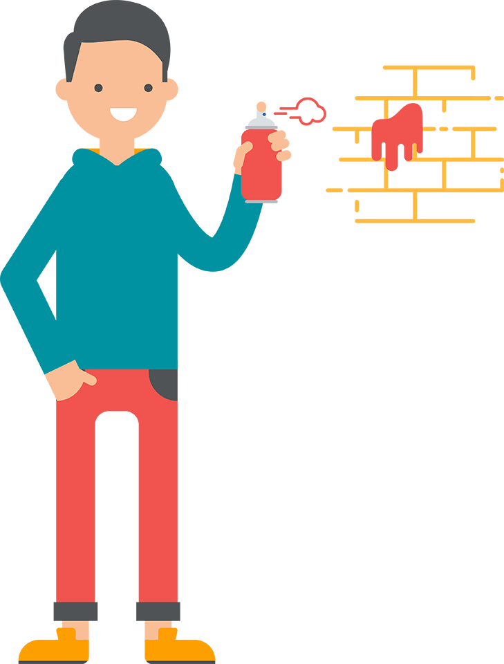 Cartoon Illustration Of A Man Holding A Can Of Spray - عدم الكتابة على الجدران كرتون Clipart (729x960), Png Download