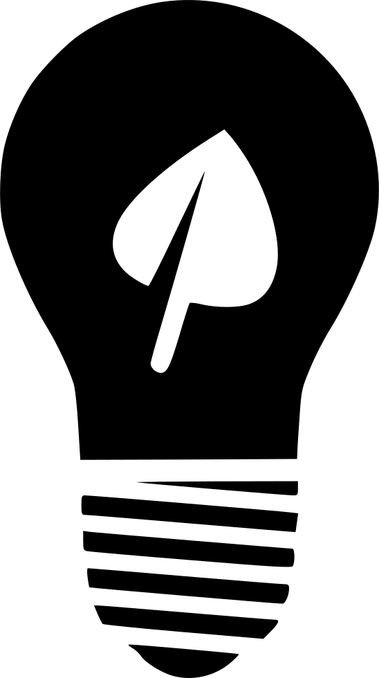 Leaf Lightbulb Black White Clipart - Png Download (548x980), Png Download