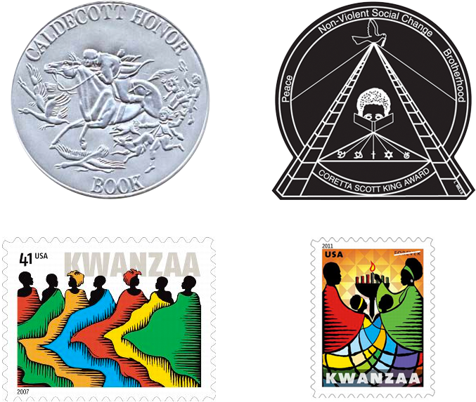 Daniel Minter Is A Recipient Of Both The Caldecott - Usps Kwanzaa Postage Stamp Clipart (697x650), Png Download