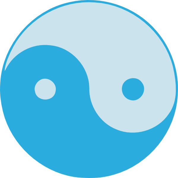 Free Vector Blue Yin Yang Clip Art - Colored Yin And Yang - Png Download (600x599), Png Download