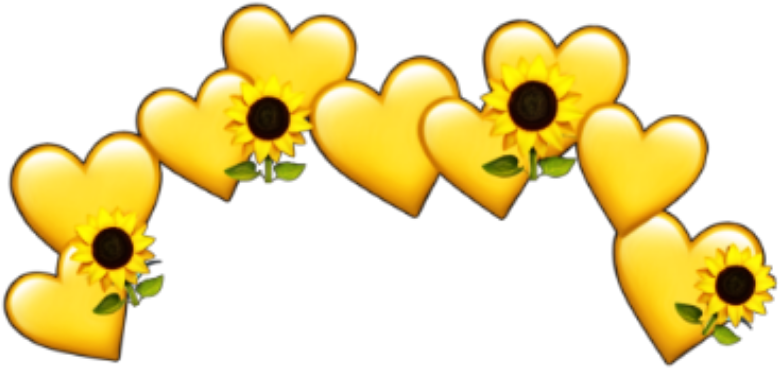#stickers #flowers #headband - Yellow Heart Crown Png Clipart (795x447), Png Download