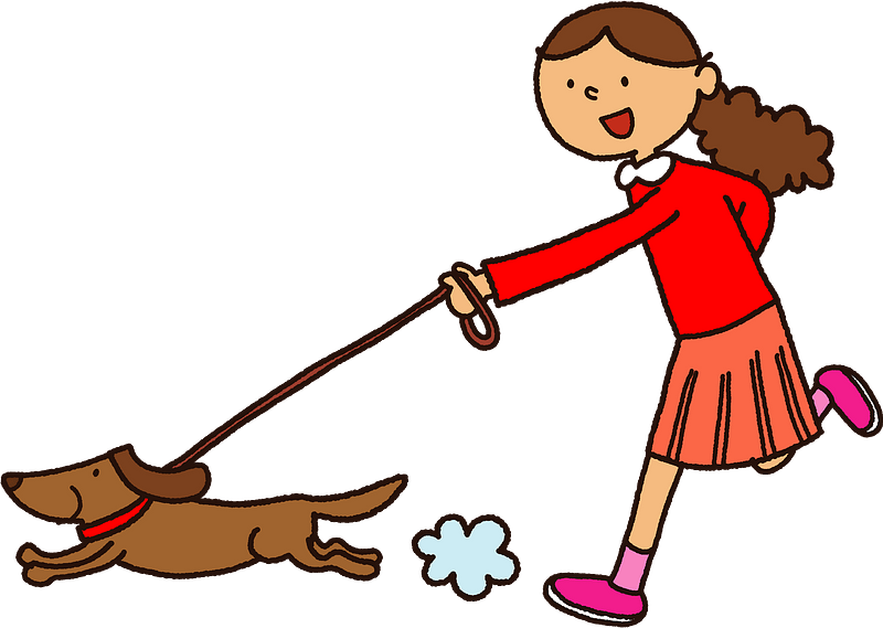 Dog Girl Strolling Clipart - Walk The Dog Cartoon - Png Download (800x569), Png Download