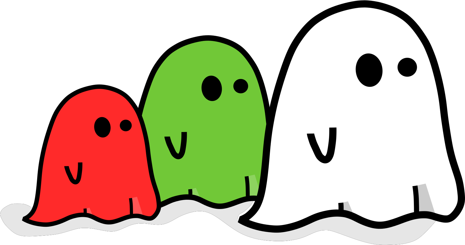 Three Colored Ghost - Cute Happy Halloween Png Clipart (600x600), Png Download