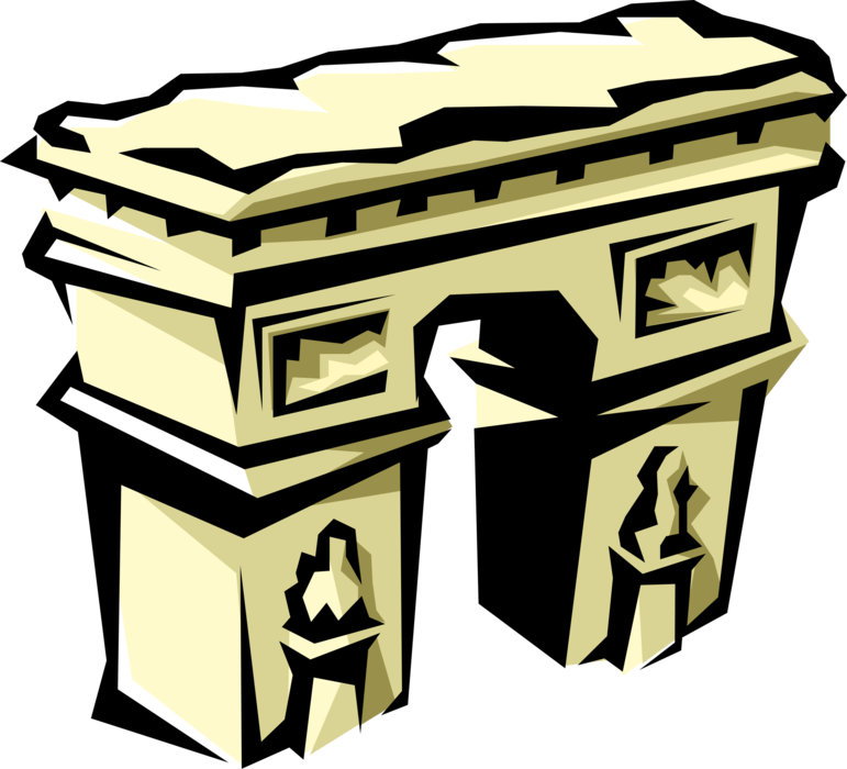Vector Illustration Of Arc De Triomphe Triumphal Arch Clipart (771x700), Png Download