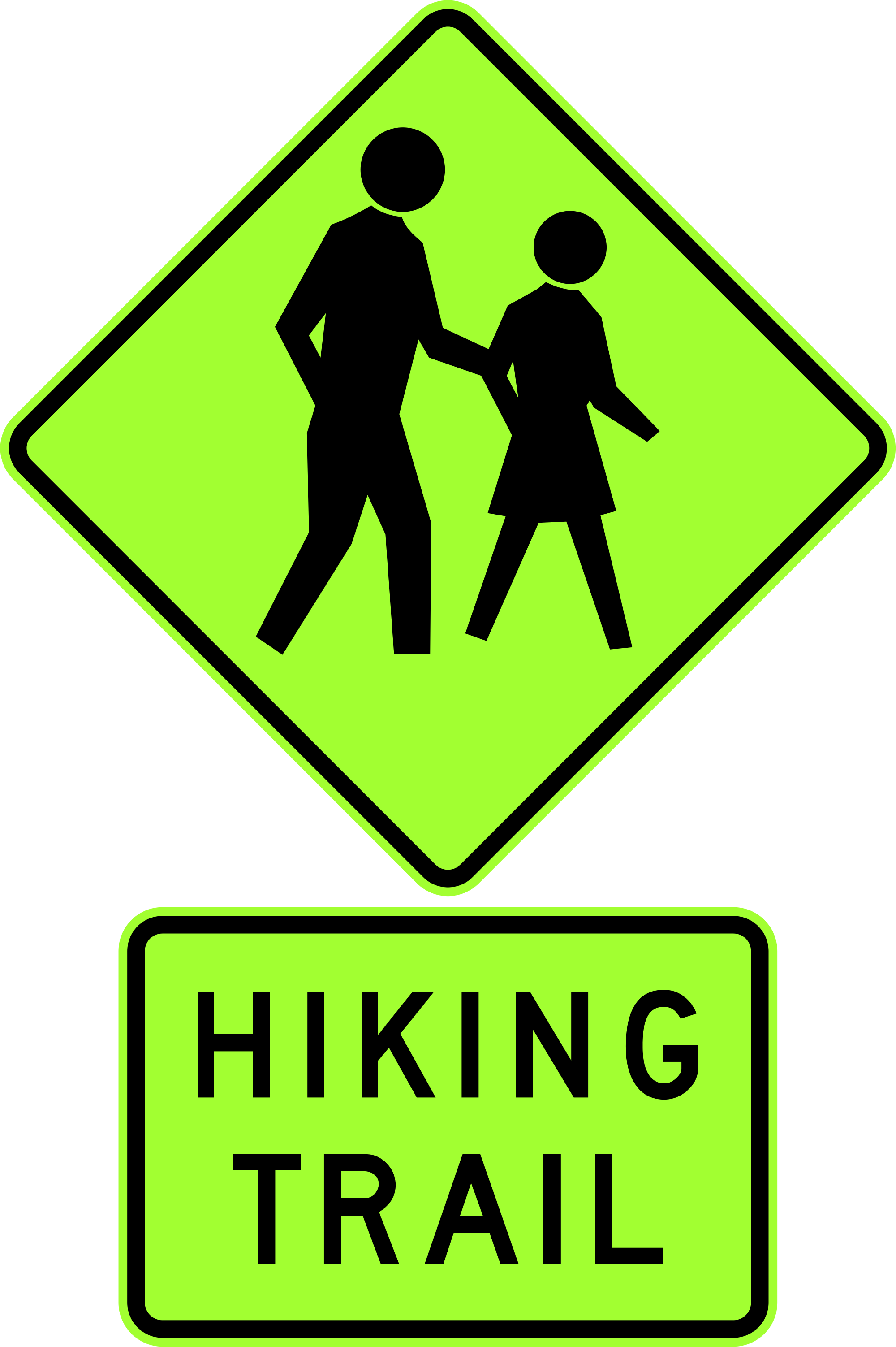 Hiking Clipart Trail Sign, Picture - Two People Walking Sign - Png Download (2000x3005), Png Download