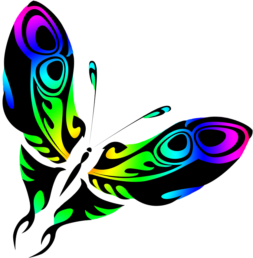 Rainbow Colored Butterfly Drawing - Graphic Design Clipart (945x945), Png Download