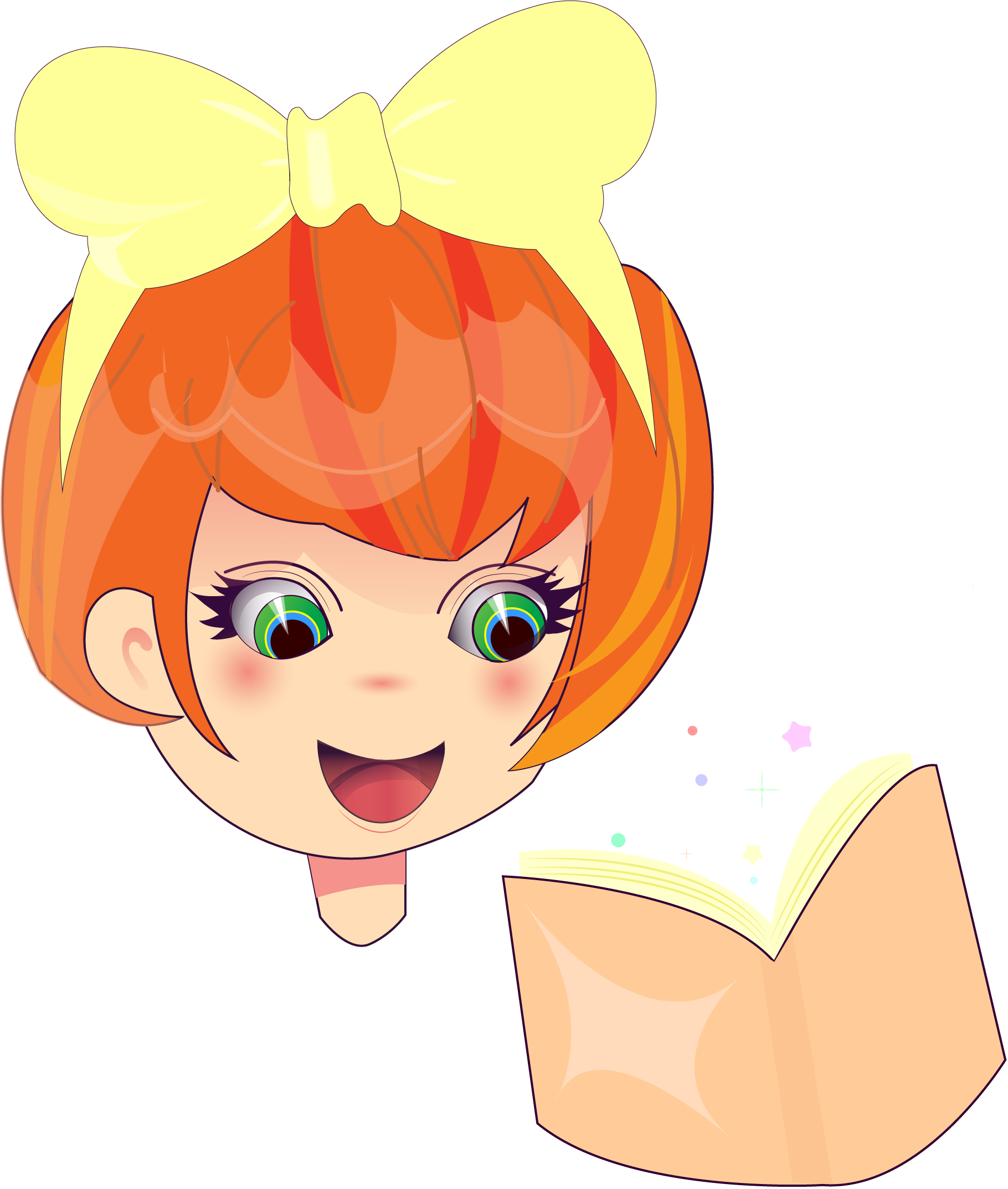 Png Cartoon Girl Book - Cartoon Clipart (1820x2148), Png Download