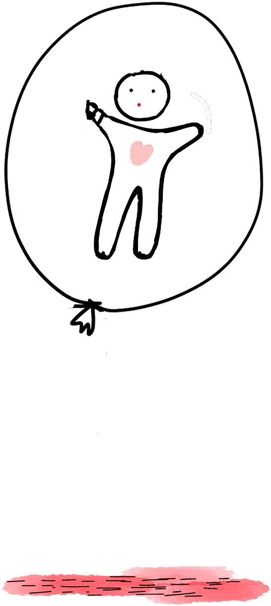 Child In A Balloon - Line Art Clipart (570x1259), Png Download