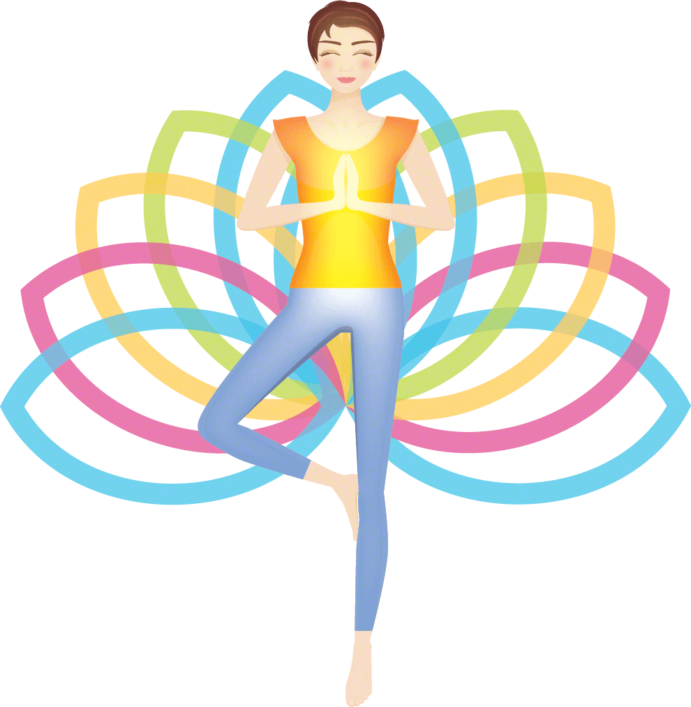 Women Doing Yoga Pose With Lotus Background Clipart (990x1013), Png Download