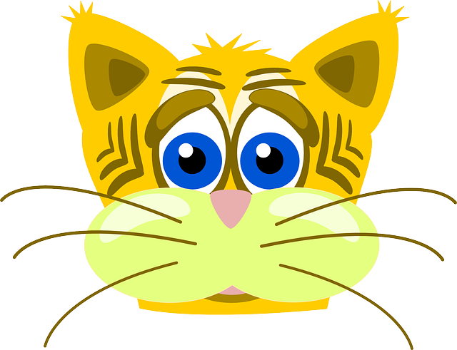 Cat, Head, Face, Cartoon, Tiger, Sad, Emotion, Whiskers - Cat Clip Art - Png Download (640x491), Png Download
