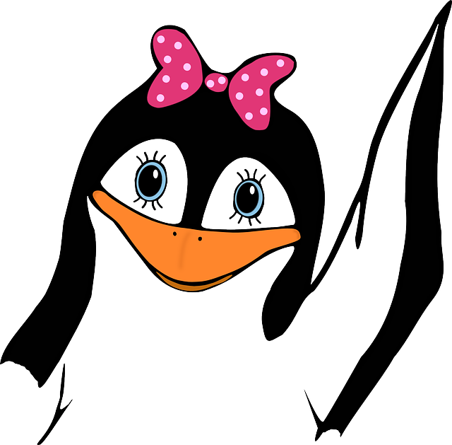 Tux, Animal, Bird, Bow, Cute, Girl, Penguin, Waving - Girl Penguin Clip Art - Png Download (640x629), Png Download