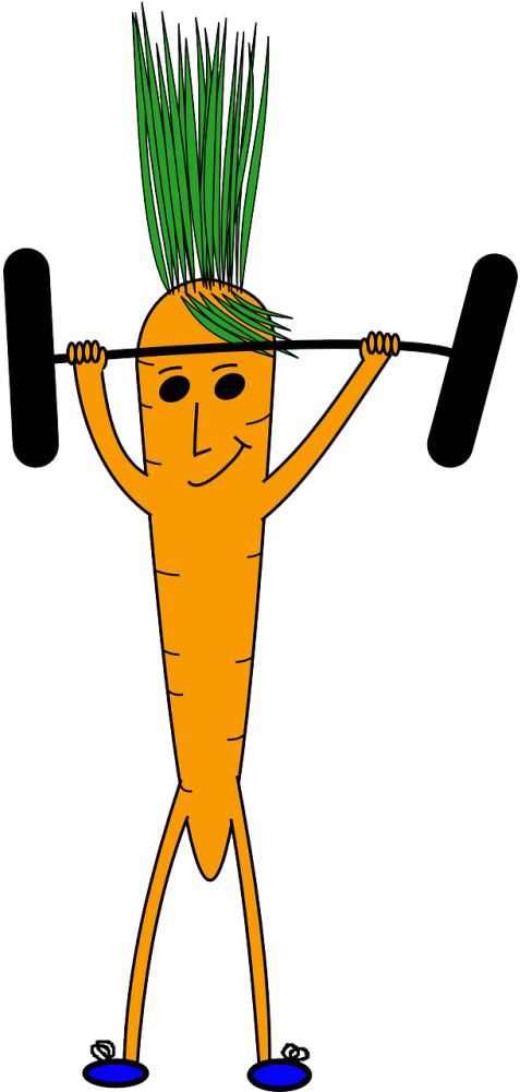 Weightlifting Carrot Face - Carrot Lifting Weights Clipart (500x1000), Png Download