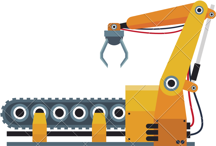 Robotic Production Line Manufacturing - Production Line Illustration Png Clipart (800x703), Png Download