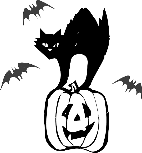 Black Halloween Cat Clipart - Png Download (596x640), Png Download