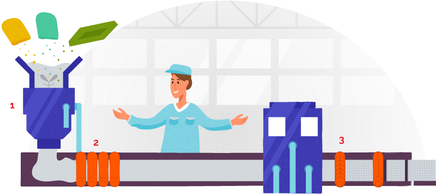 Gum Production Line - Illustration Clipart (900x382), Png Download