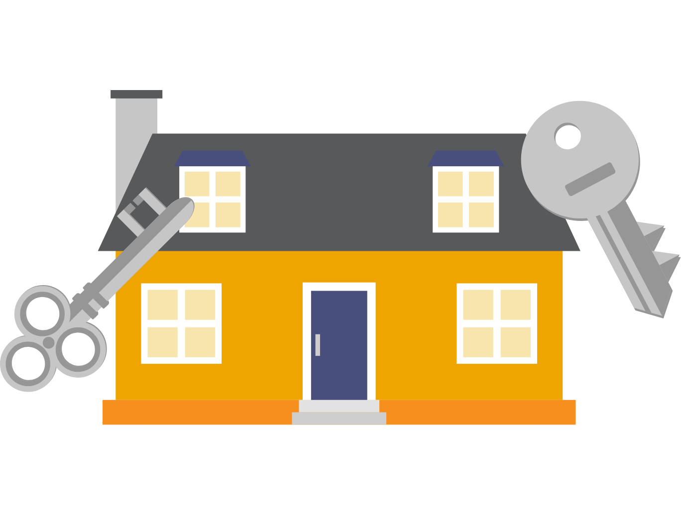 Vector Of House With Keys Outside - Graphic Design Clipart (1368x1035), Png Download