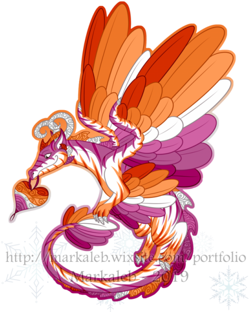 Lesbian Dragon Is Finally Done As With The Others, - Lesbian Pride Dragon Clipart (500x620), Png Download