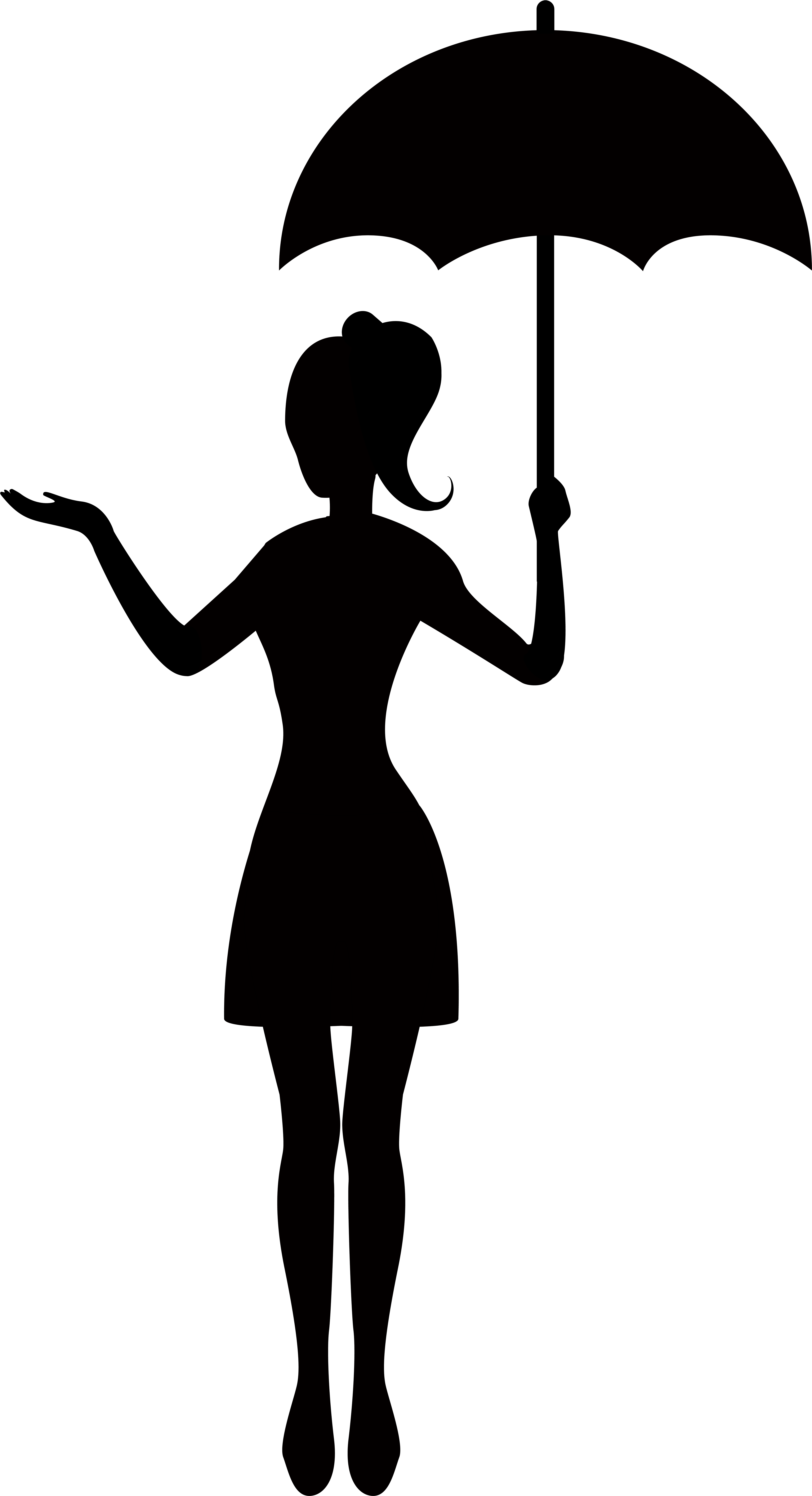 Girl Umbrella Png - Girl Holding Umbrella Silhouette Clipart (4431x8000), Png Download