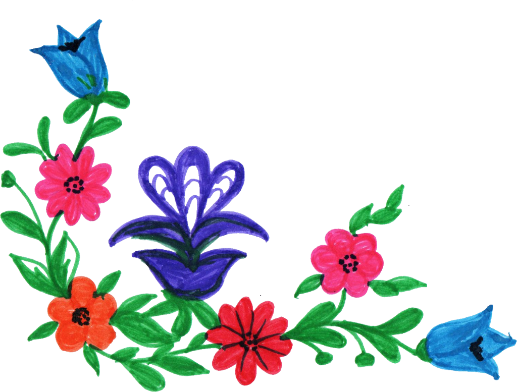 8 Colorful Flower Corner Vol - Flower Corner Png Colorful Clipart (1024x777), Png Download