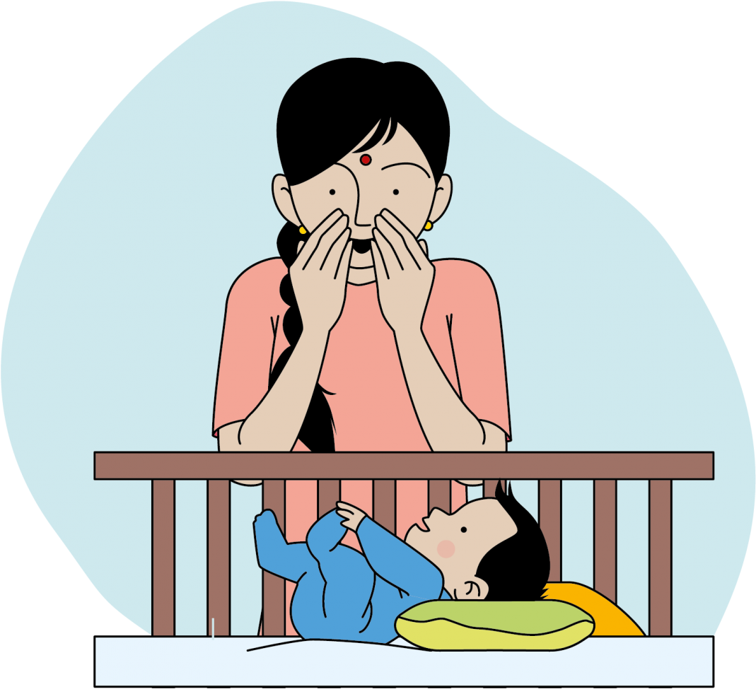 This Image Shows A Mother Playing Peek A Boo With Her - Sitting Clipart (1922x1068), Png Download