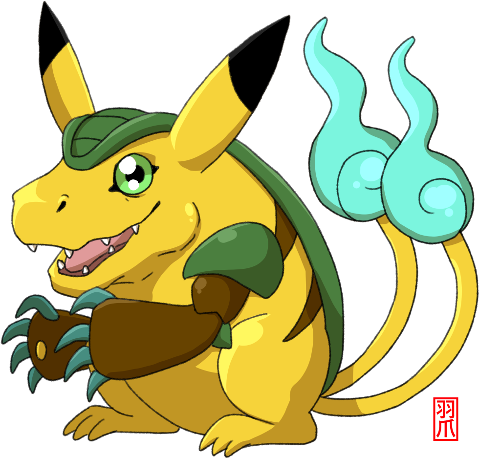 Pikachu And Jibanyan Y Agumon Clipart (1057x1009), Png Download