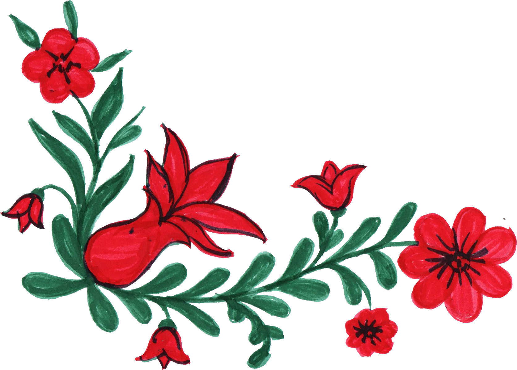 8 Colorful Flower Corner Png - Portable Network Graphics Clipart (1673x1198), Png Download