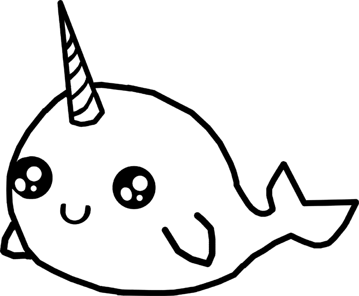 Cute Narwhal Coloring Page Clipart (720x593), Png Download