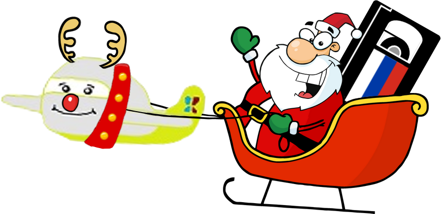 Santa Sleigh Cartoon Png Clipart (896x435), Png Download