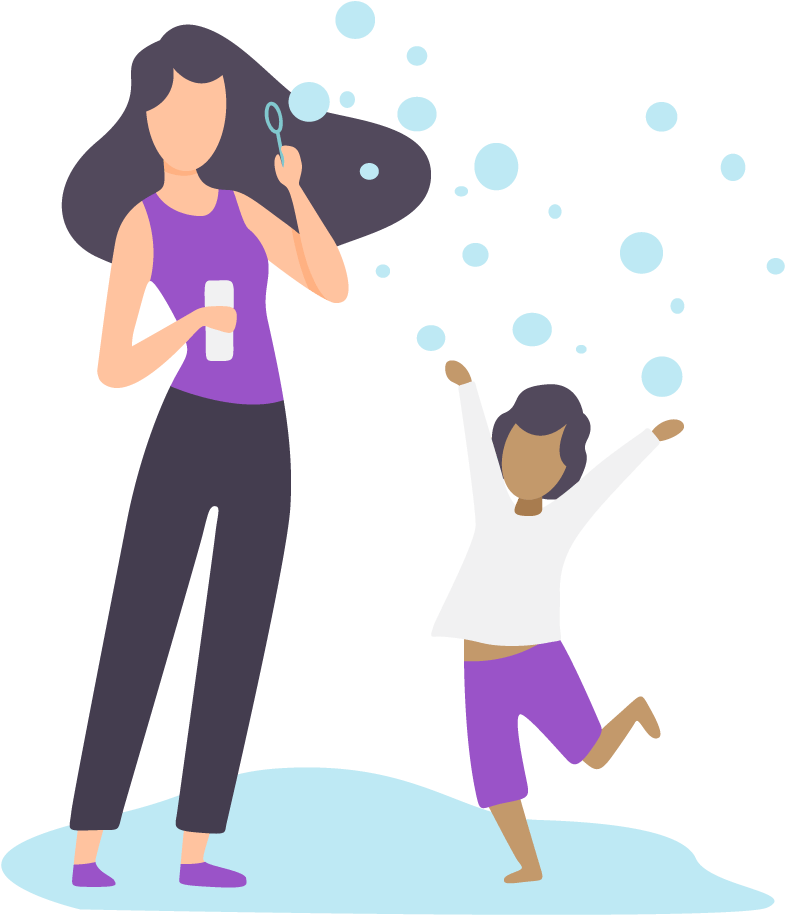 Mother Child Blowing Bubbles Clipart - Png Download (1000x1000), Png Download
