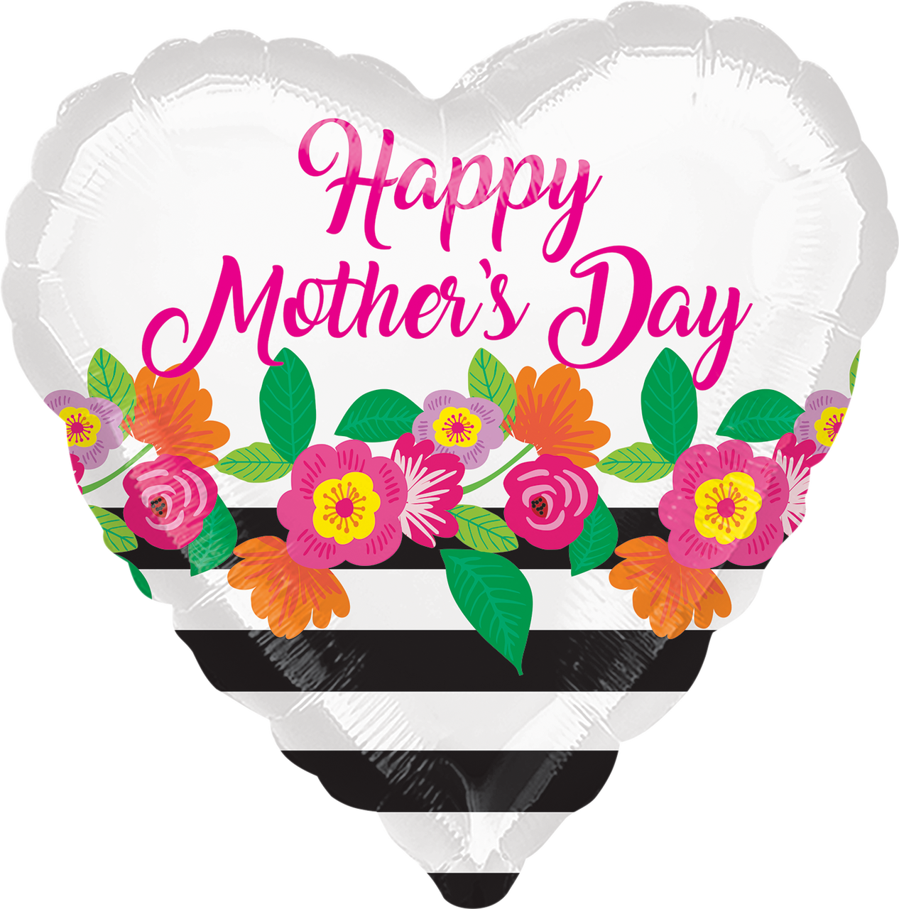 18"a Happy Mother"s Day, Flowery Stripes Clipart (1266x1280), Png Download