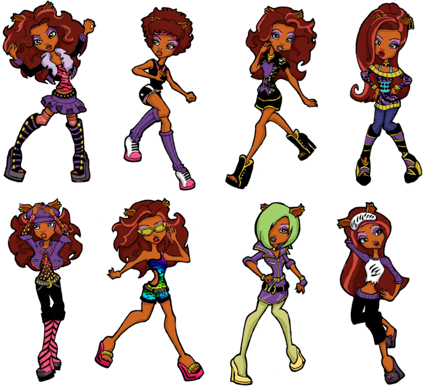 Rainy Day Monster High Dolls - Clawdeen Monster High Drawings Clipart (827x755), Png Download