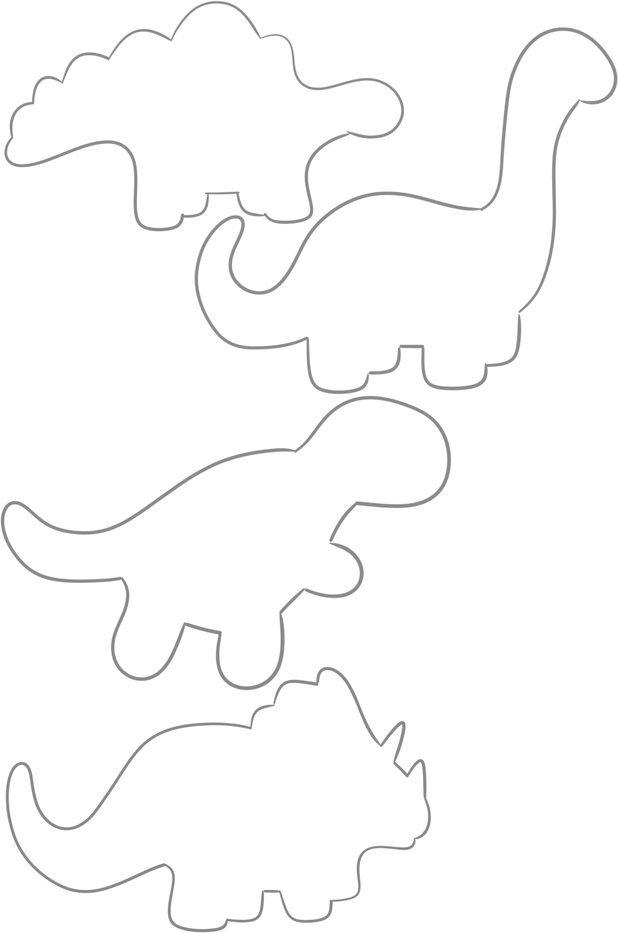 Stegosaurus Clipart Outline - Felt Dinosaur Pattern - Png Download (2000x3000), Png Download