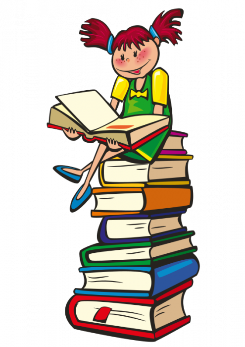 Girl Reading - Lot Of Books Clipart - Png Download (495x700), Png Download