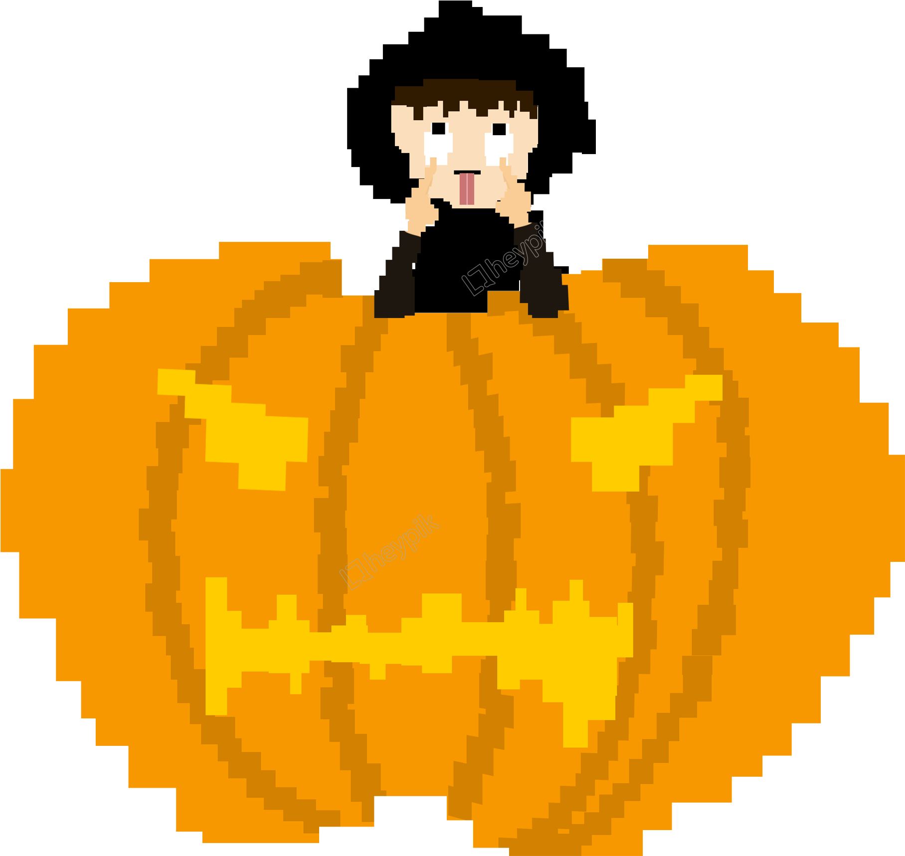 Vintage Pixelated Halloween Pumpkin Boy Design Image - Pumpkin Pixel Art Png Clipart (2000x2000), Png Download