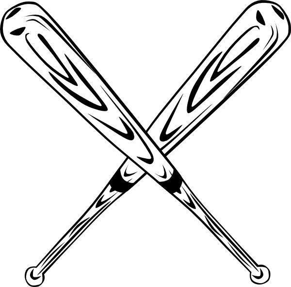 Baseball Logo Clipart Free Black And White Graphic - Baseball Bats Crossed Clipart - Png Download (600x591), Png Download