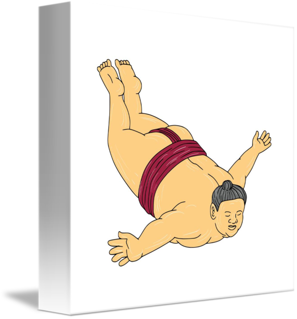 Japanese Sumo Wrestler Skydiving Drawing - Drawing Clipart (606x650), Png Download