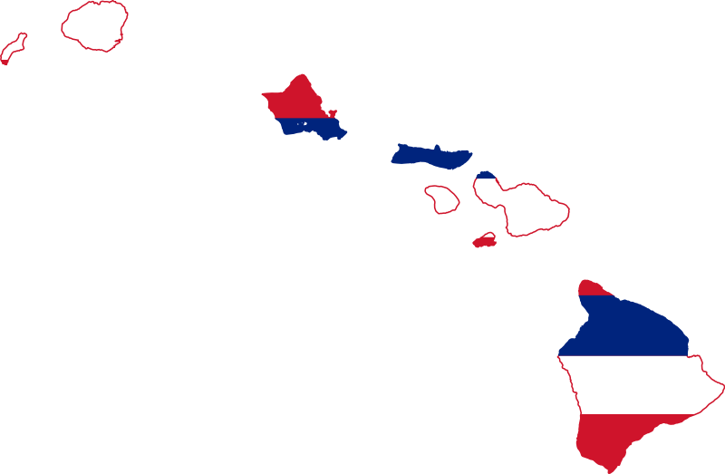 Hawaii Map With Flag Clipart (800x523), Png Download