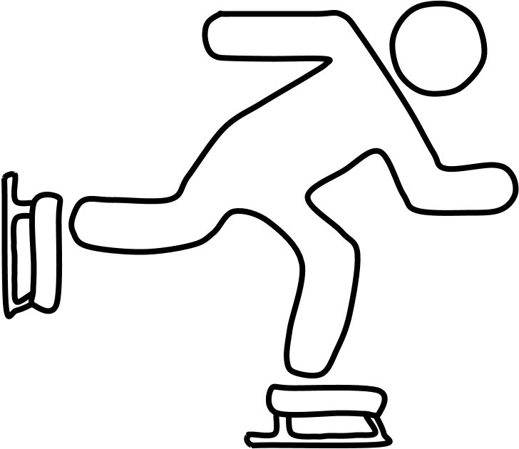 Ice Skater, Ice Skates, Black And White - Line Art Clipart (816x1056), Png Download